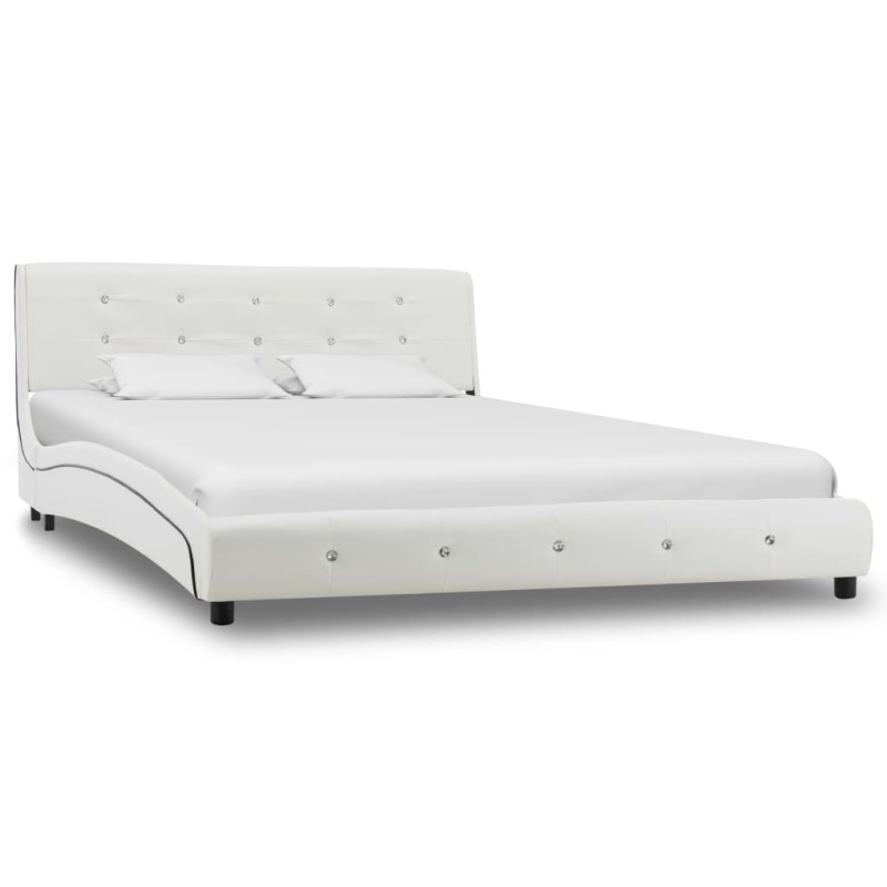 vidaXL Estructura de cama de cuero sintético blanco 140x200 cm vidaXL Estructura de cama de cuero sintético blanco 140x200 cm