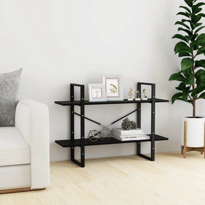 vidaXL Estantería 2 niveles madera maciza de pino negra 100x30x70 cm vidaXL Estantería 2 niveles madera maciza de pino negra 100x30x70 cm