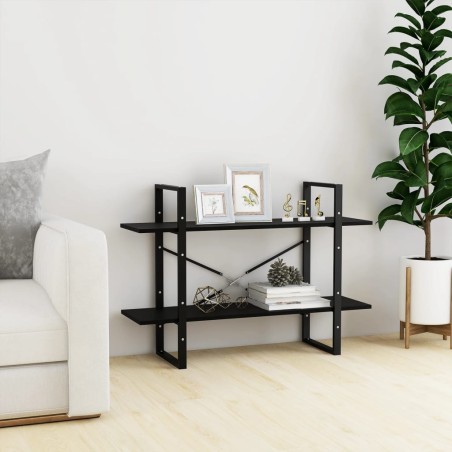 vidaXL Estantería 2 niveles madera maciza de pino negra 100x30x70 cm