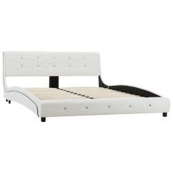 vidaXL Estructura de cama de cuero sintético blanco 140x200 cm