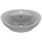 vidaXL Lavabo lujoso ovalado con rebosadero cerámica gris claro mate vidaXL Lavabo lujoso ovalado con rebosadero cerámica gris claro mate