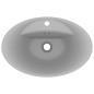 vidaXL Lavabo lujoso ovalado con rebosadero cerámica gris claro mate vidaXL Lavabo lujoso ovalado con rebosadero cerámica gris claro mate
