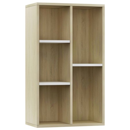 vidaXL Estantería/Aparador contrachapada blanco y roble 50x25x80 cm