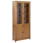 vidaXL Estantería 4 puertas madera roble macizo y cristal 90x35x200cm vidaXL Estantería 4 puertas madera roble macizo y cristal 90x35x200cm
