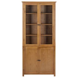 vidaXL Estantería 4 puertas madera roble macizo y cristal 90x35x200cm 