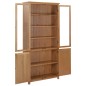 vidaXL Estantería 4 puertas madera roble macizo y cristal 90x35x200cm vidaXL Estantería 4 puertas madera roble macizo y cristal 90x35x200cm