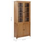 vidaXL Estantería 4 puertas madera roble macizo y cristal 90x35x200cm vidaXL Estantería 4 puertas madera roble macizo y cristal 90x35x200cm