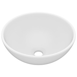 vidaXL Lavabo de lujo redondo cerámica blanco mate 32,5x14 cm