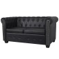 vidaXL Sofá Chesterfield de 2 plazas cuero sintético negro vidaXL Sofá Chesterfield de 2 plazas cuero sintético negro