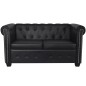 vidaXL Sofá Chesterfield de 2 plazas cuero sintético negro vidaXL Sofá Chesterfield de 2 plazas cuero sintético negro