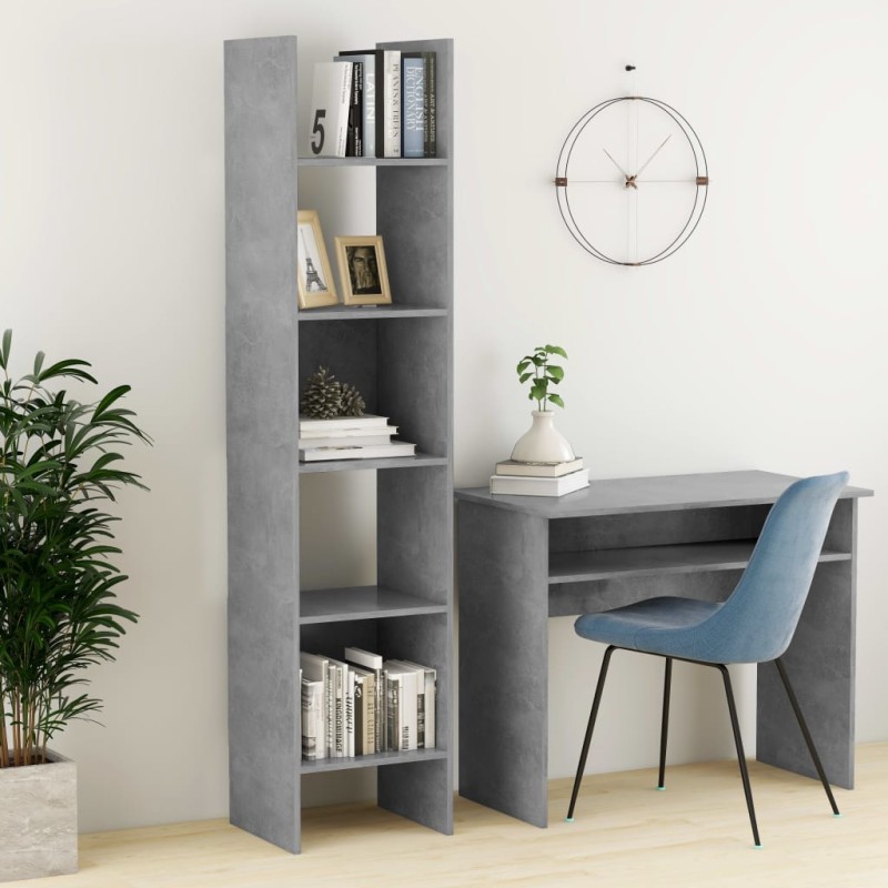 vidaXL Estantería de madera contrachapada gris hormigón 40x35x180 cm vidaXL Estantería de madera contrachapada gris hormigón 40x35x180 cm