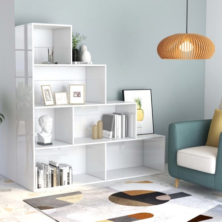 vidaXL Estantería madera contrachapada blanco brillante 155x24x160cm