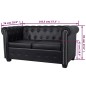 vidaXL Sofá Chesterfield de 2 plazas cuero sintético negro vidaXL Sofá Chesterfield de 2 plazas cuero sintético negro