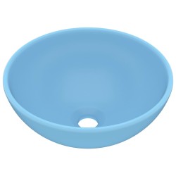 vidaXL Lavabo de lujo redondo cerámica azul claro mate 32,5x14 cm