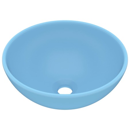 vidaXL Lavabo de lujo redondo cerámica azul claro mate 32,5x14 cm