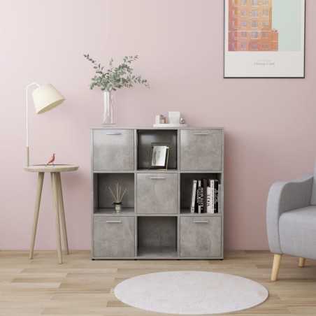 vidaXL Estantería madera contrachapada gris hormigón 90x30x90 cm