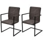 vidaXL Sillas de comedor voladizas 2 unidades cuero sintético marrón vidaXL Sillas de comedor voladizas 2 unidades cuero sintético marrón
