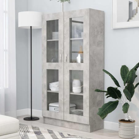 vidaXL Vitrina de madera contrachapada gris hormigón 82,5x30,5x150cm