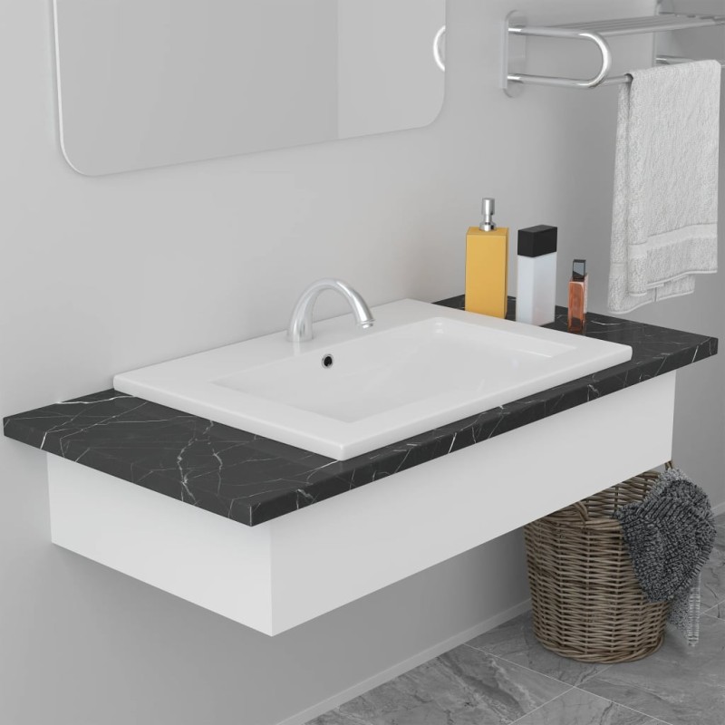 vidaXL Lavabo encastrado de cerámica blanco 61x39,5x18,5 cm vidaXL Lavabo encastrado de cerámica blanco 61x39,5x18,5 cm