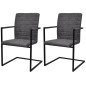 vidaXL Sillas voladizas de comedor 2 unidades cuero sintético gris vidaXL Sillas voladizas de comedor 2 unidades cuero sintético gris