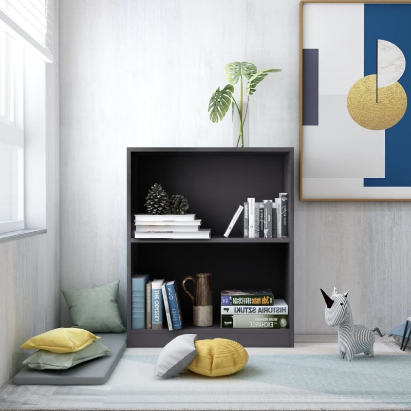 vidaXL Estantería de madera contrachapada gris 60x24x74,5 cm vidaXL Estantería de madera contrachapada gris 60x24x74,5 cm