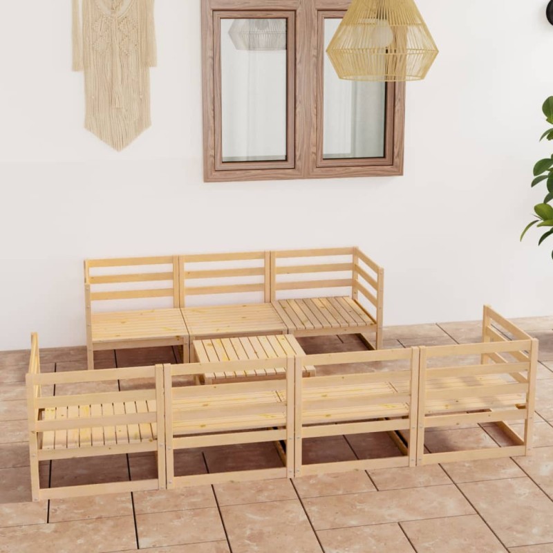 vidaXL Juego de muebles de jardín 8 piezas madera maciza de pino vidaXL Juego de muebles de jardín 8 piezas madera maciza de pino