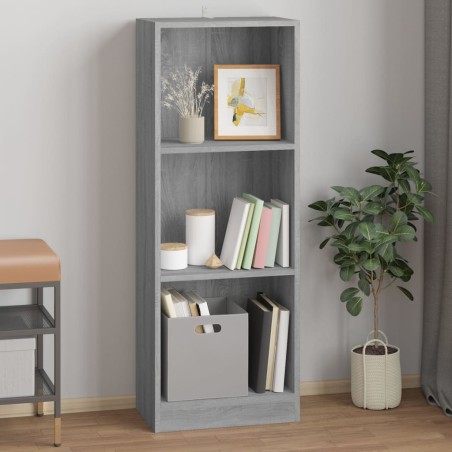 vidaXL Estantería de 3 niveles contrachapada gris Sonoma 40x24x109 cm
