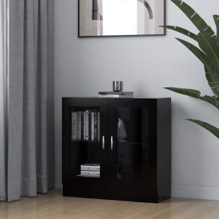 vidaXL Vitrina de madera contrachapada negro 82,5x30,5x80 cm