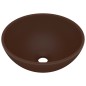 vidaXL Lavabo de lujo redondo cerámica marrón oscuro mate 32,5x14 cm vidaXL Lavabo de lujo redondo cerámica marrón oscuro mate 32,5x14 cm