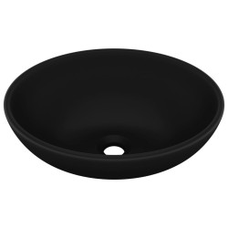 vidaXL Lavabo de lujo ovalado cerámica negro mate 40x33 cm 