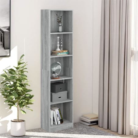 vidaXL Estantería de 5 niveles contrachapada gris Sonoma 40x24x175 cm