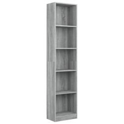 vidaXL Estantería de 5 niveles contrachapada gris Sonoma 40x24x175 cm