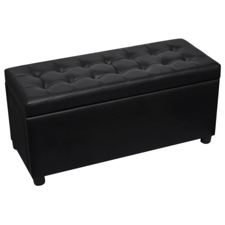 vidaXL Otomana de almacenamiento de cuero artificial negro