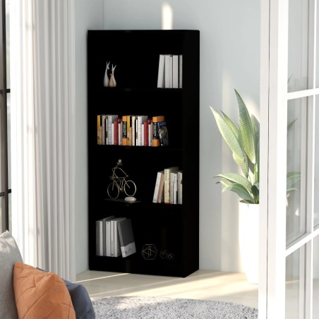 vidaXL Estantería de 4 niveles madera contrachapada negra 60x24x142 cm
