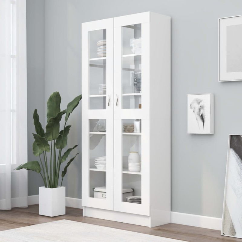 vidaXL Vitrina de madera contrachapada blanco 82,5x30,5x185,5 cm vidaXL Vitrina de madera contrachapada blanco 82,5x30,5x185,5 cm