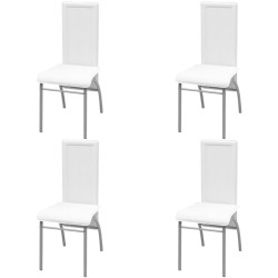 vidaXL Sillas de comedor 4 unidades cuero sintético blanco