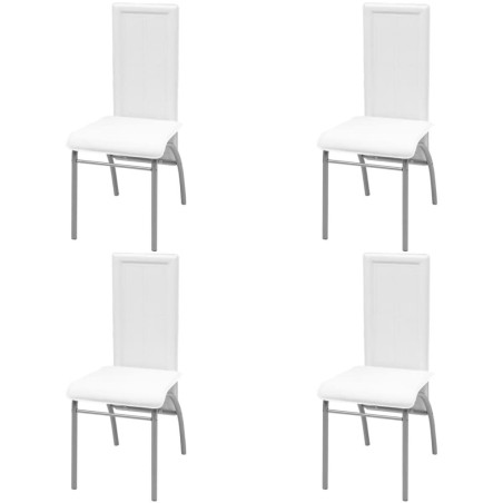 vidaXL Sillas de comedor 4 unidades cuero sintético blanco