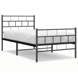vidaXL Estructura de cama con cabecero y estribo metal negro 107x203cm
