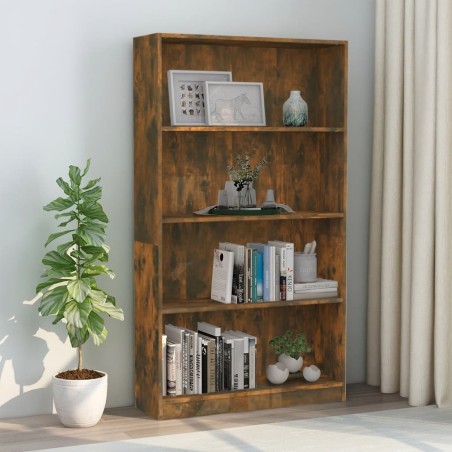 vidaXL Estantería 4 niveles madera color roble ahumado 80x24x142 cm