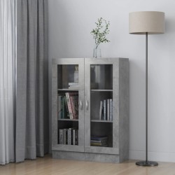 vidaXL Vitrina de madera contrachapada gris hormigón 82,5x30,5x115 cm