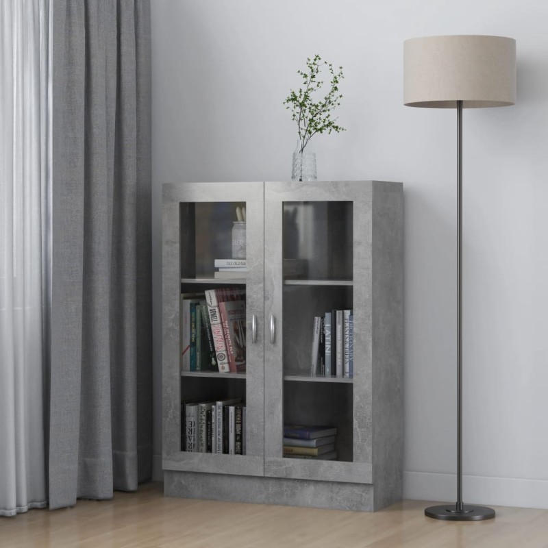 vidaXL Vitrina de madera contrachapada gris hormigón 82,5x30,5x115 cm vidaXL Vitrina de madera contrachapada gris hormigón 82,5x30,5x115 cm