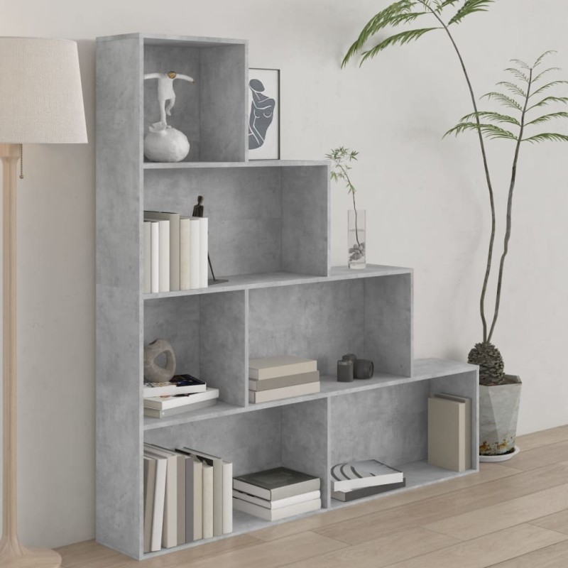 vidaXL Estantería madera contrachapada gris hormigón 155x24x160cm vidaXL Estantería madera contrachapada gris hormigón 155x24x160cm