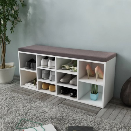 vidaXL Banco zapatero con 10 compartimentos blanco