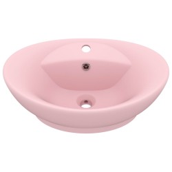 vidaXL Lavabo lujoso con rebosadero cerámica rosa mate 58,5x39 cm