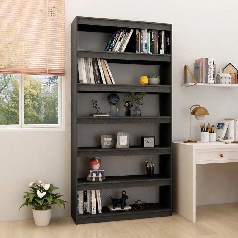 vidaXL Estantería divisor de espacios madera pino gris 100x30x200 cm vidaXL Estantería divisor de espacios madera pino gris 100x30x200 cm