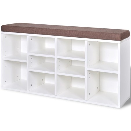 vidaXL Banco zapatero con 10 compartimentos blanco