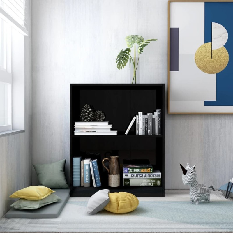 vidaXL Estantería madera contrachapada negro brillante 60x24x74,5 cm vidaXL Estantería madera contrachapada negro brillante 60x24x74,5 cm