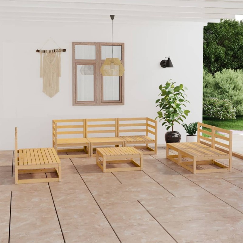 vidaXL Juego de muebles de jardín 8 piezas madera maciza de pino