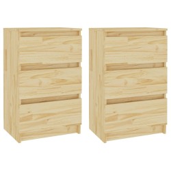 vidaXL Mesitas de noche 2 uds madera maciza de pino 40x29,5x64 cm