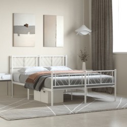 vidaXL Estructura cama metal con cabecero y estribo blanco 160x200 cm